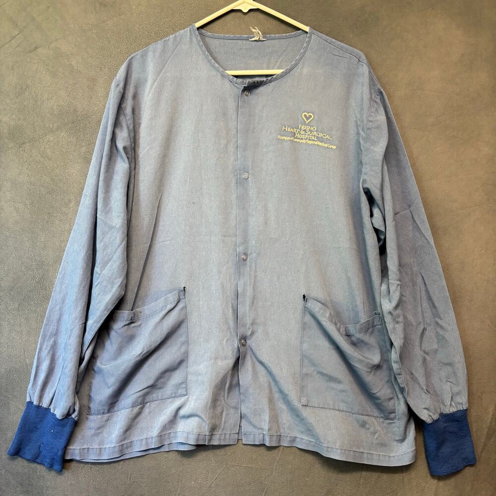 Vintage Fresno Heart and Surgical Scrub Jacket Buttons Lounge Wear Lightweight
